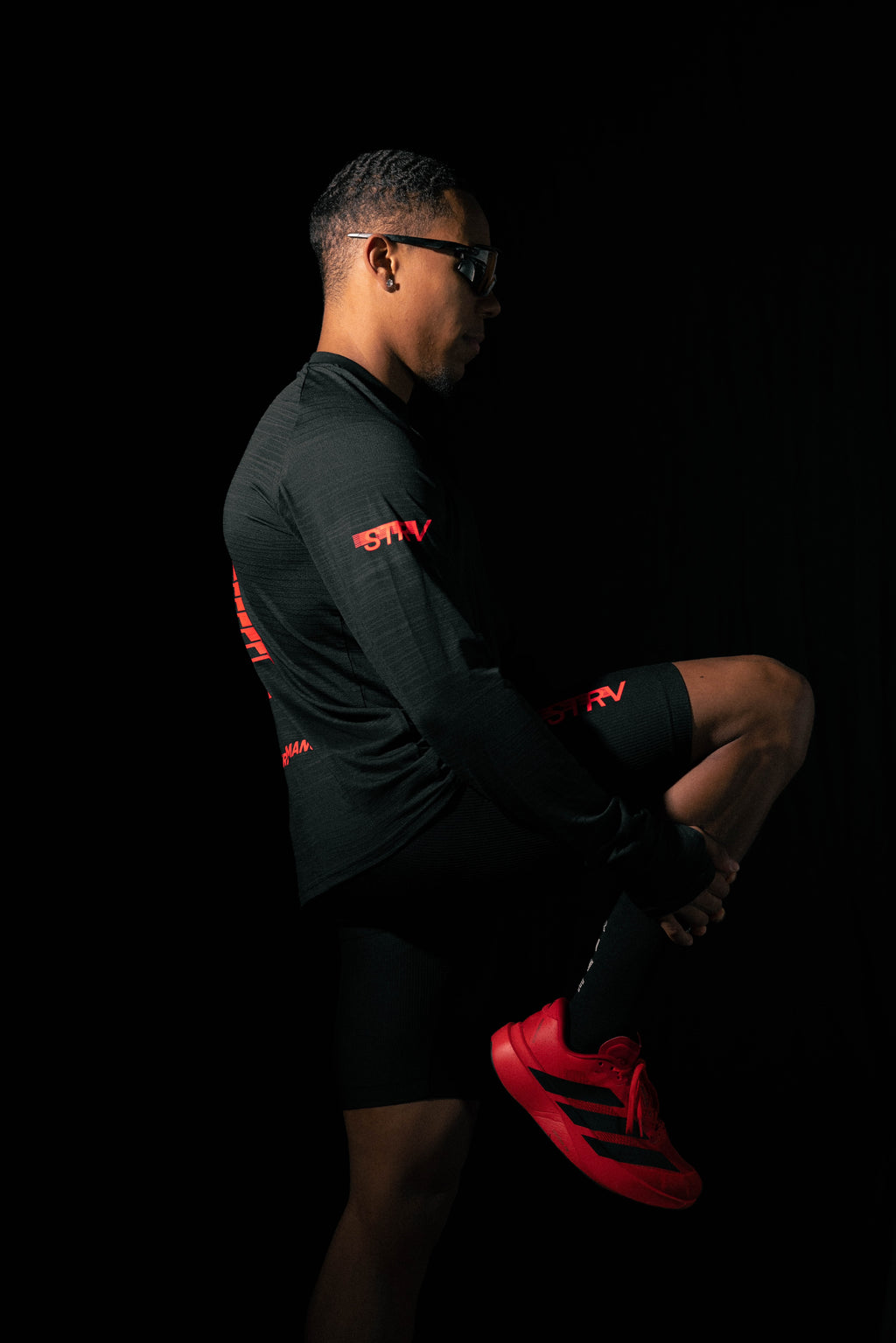 Motion L/S Performance Tee - Black/Crimson