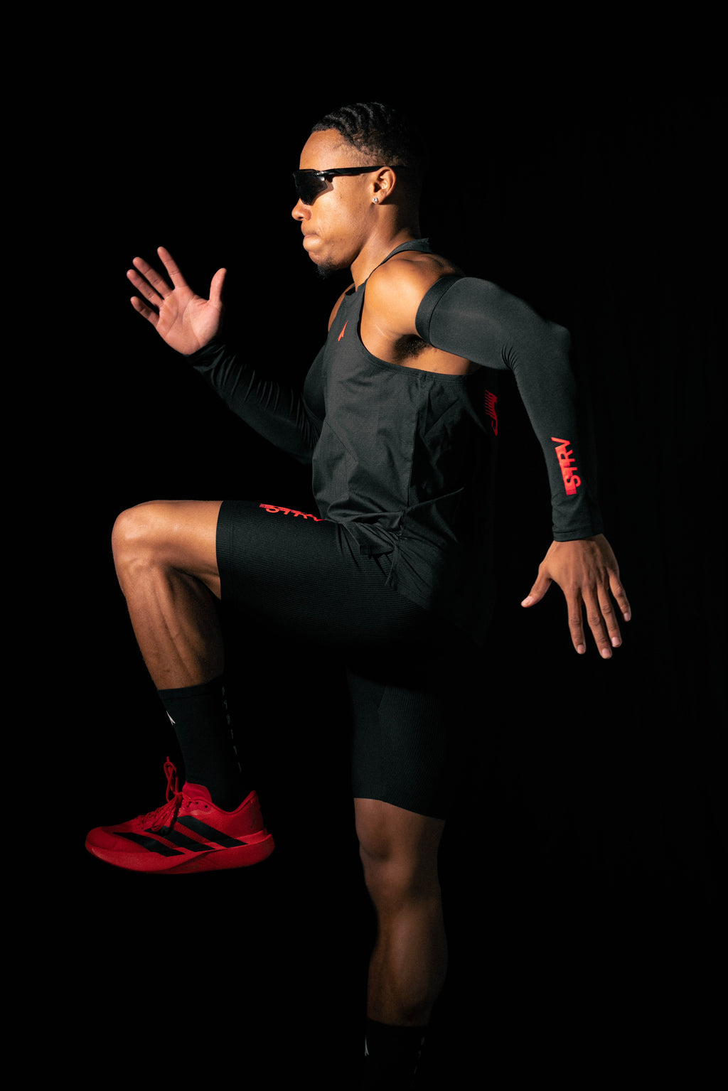 STRIVE-X Half Tights - Black/Crimson