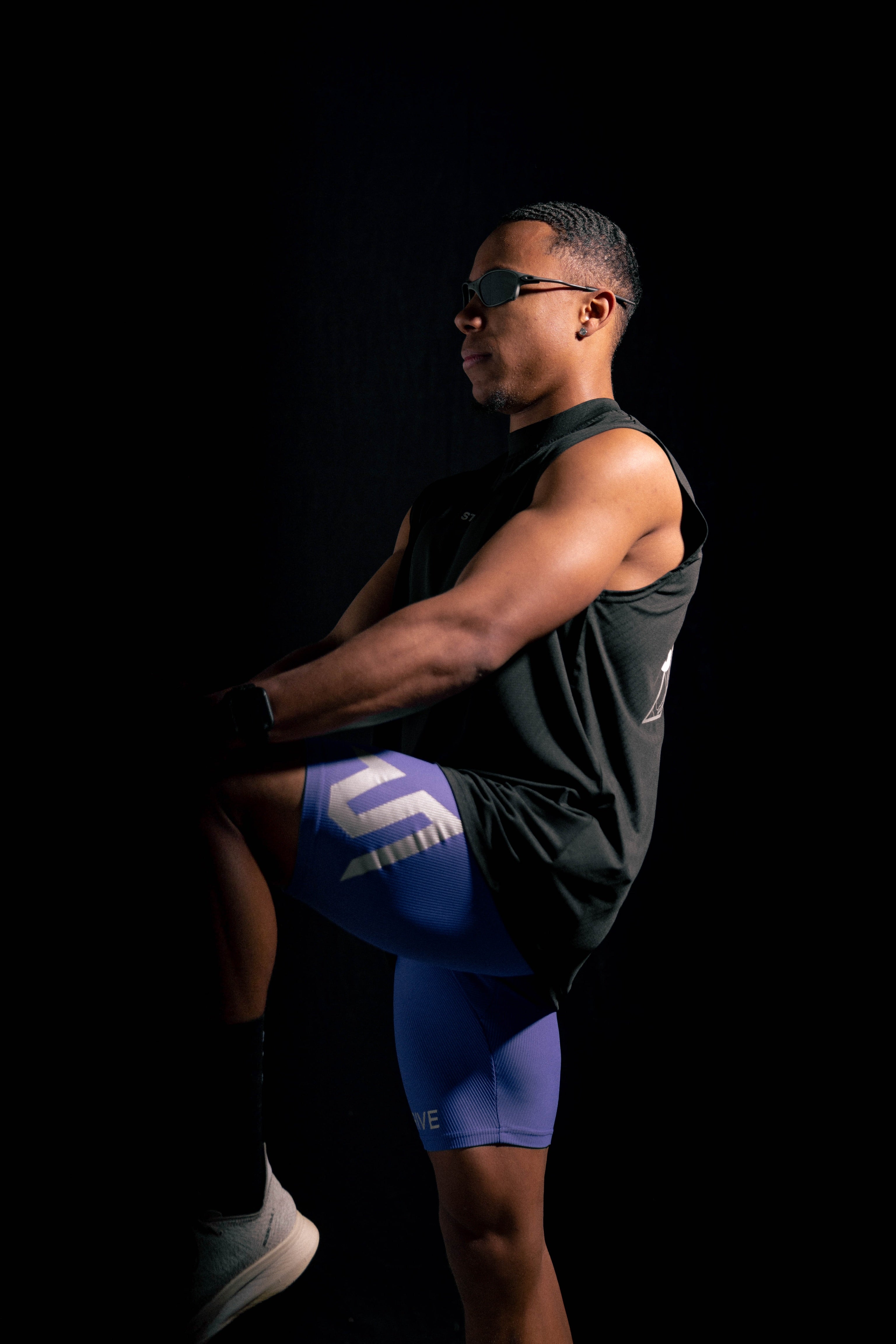 STRIVE-X Half Tights - Blue Reflective