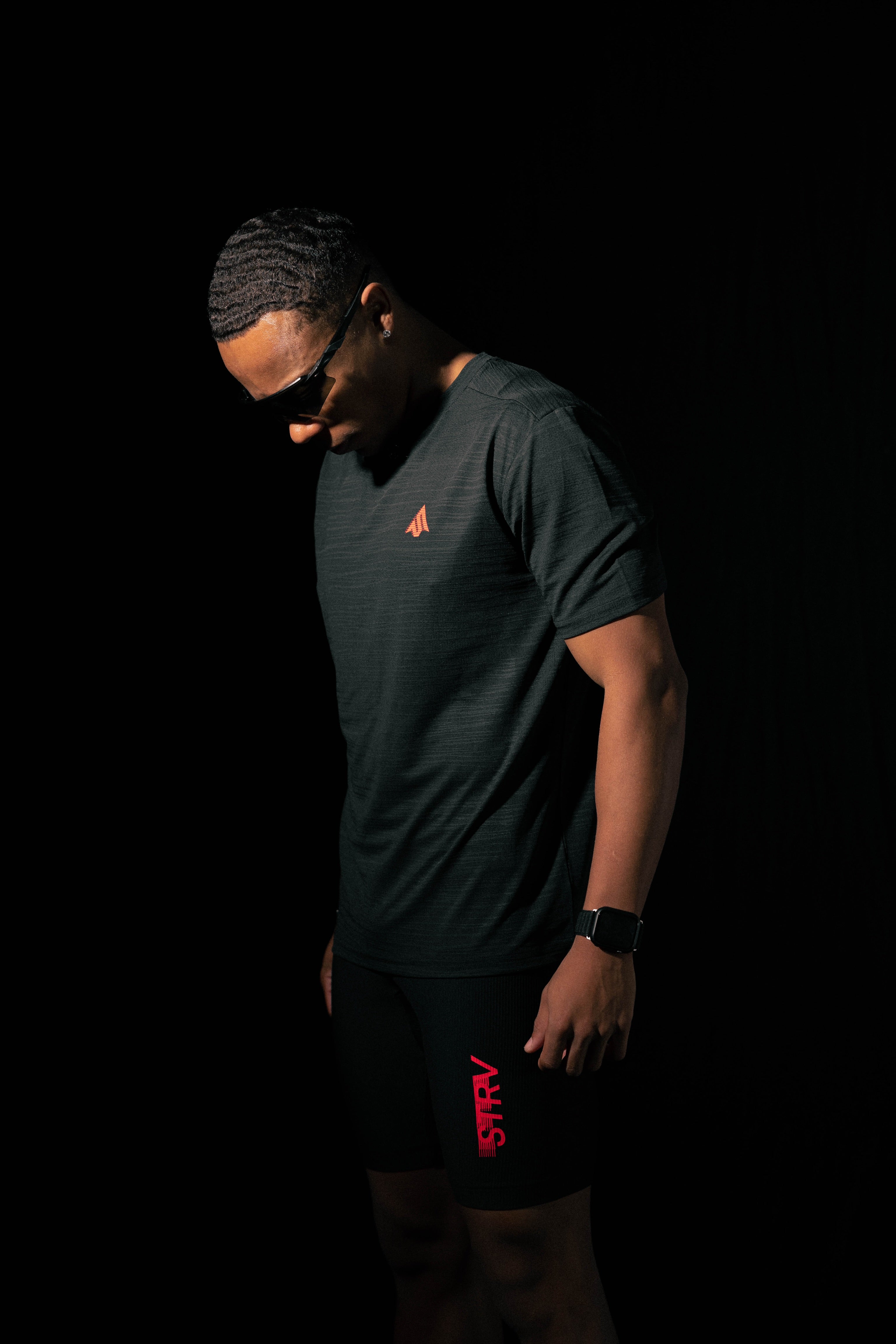 STRV Performance Tee - Black/Crimson